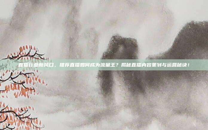 直播行业新风口，推荐直播如何成为流量王？揭秘直播内容策划与运营秘诀！