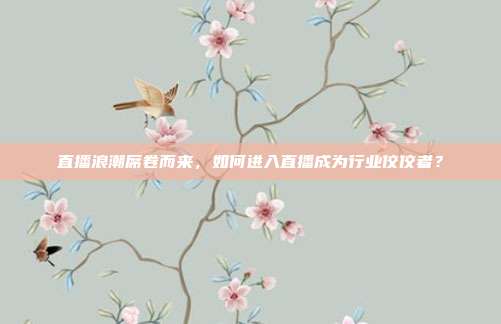 直播浪潮席卷而来，如何进入直播成为行业佼佼者？