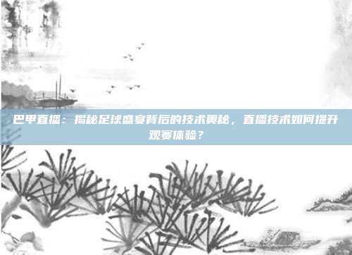 巴甲直播：揭秘足球盛宴背后的技术奥秘，直播技术如何提升观赛体验？