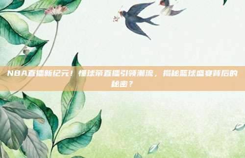 NBA直播新纪元！懂球帝直播引领潮流，揭秘篮球盛宴背后的秘密？