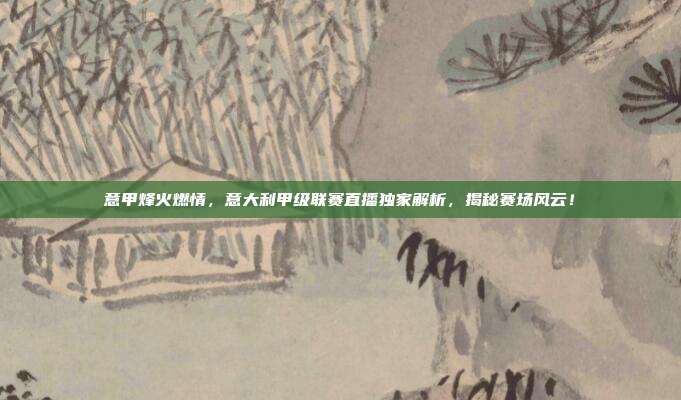 意甲烽火燃情，意大利甲级联赛直播独家解析，揭秘赛场风云！