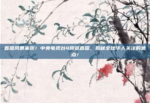 直播风暴来袭！中央电视台4频道直播，揭秘全球华人关注的焦点！