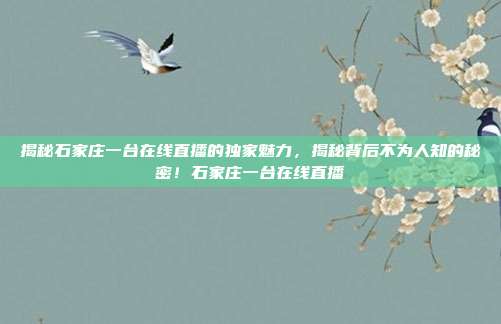 揭秘石家庄一台在线直播的独家魅力，揭秘背后不为人知的秘密！石家庄一台在线直播