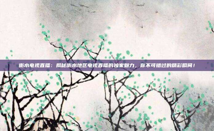 衡水电视直播：揭秘衡水地区电视直播的独家魅力，你不可错过的精彩瞬间！
