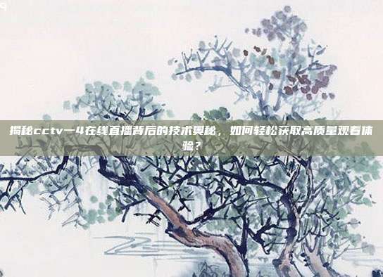 揭秘cctv一4在线直播背后的技术奥秘，如何轻松获取高质量观看体验？
