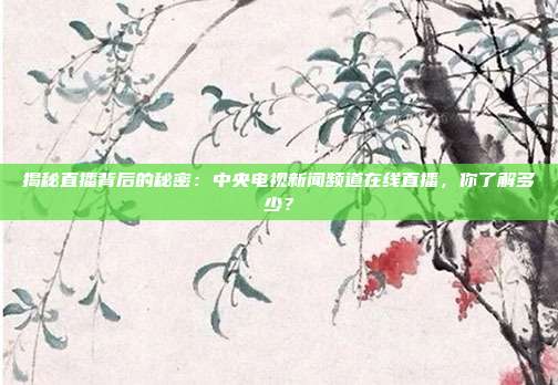 揭秘直播背后的秘密：中央电视新闻频道在线直播，你了解多少？