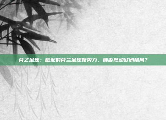 荷乙足球：崛起的荷兰足球新势力，能否撼动欧洲格局？