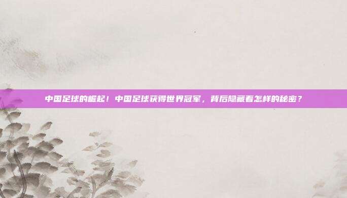 中国足球的崛起！中国足球获得世界冠军，背后隐藏着怎样的秘密？
