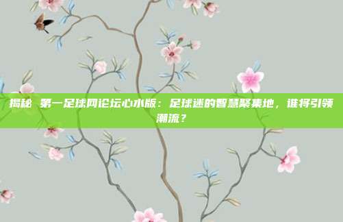 揭秘 第一足球网论坛心水版：足球迷的智慧聚集地，谁将引领潮流？