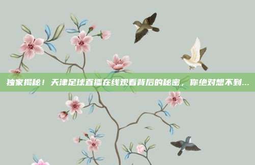 独家揭秘！天津足球直播在线观看背后的秘密，你绝对想不到...