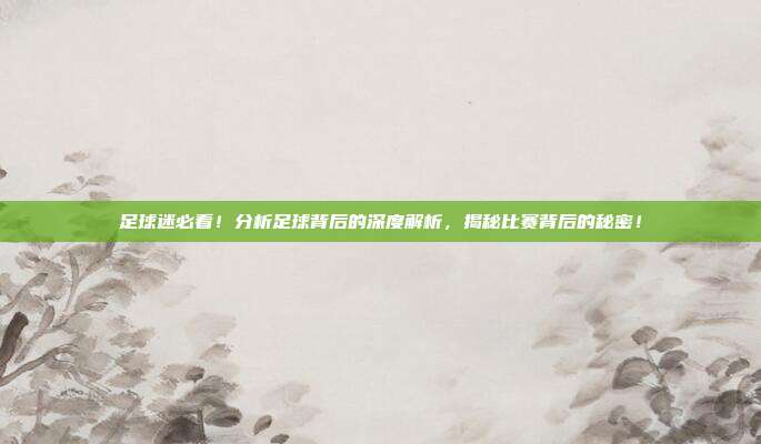 足球迷必看！分析足球背后的深度解析，揭秘比赛背后的秘密！
