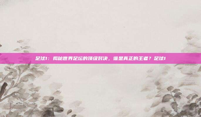 足球1：揭秘世界足坛的顶级对决，谁是真正的王者？足球1