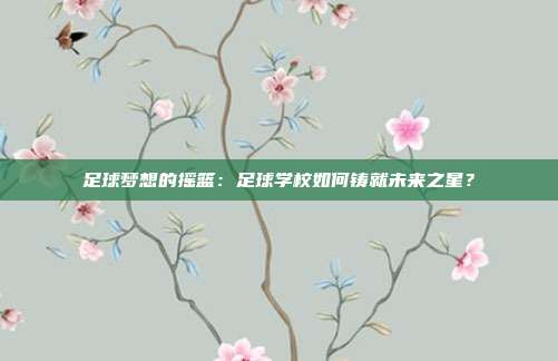 足球梦想的摇篮：足球学校如何铸就未来之星？