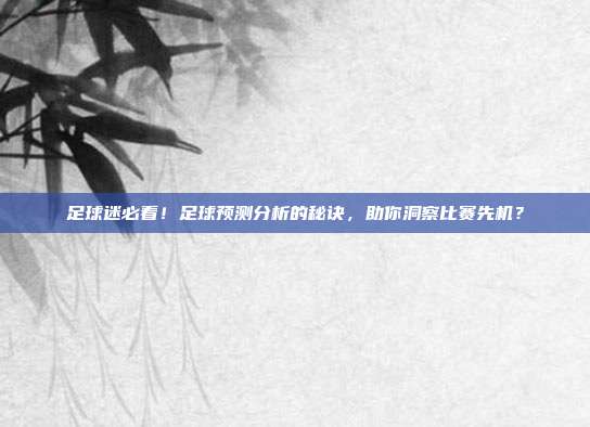 足球迷必看！足球预测分析的秘诀，助你洞察比赛先机？