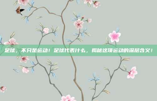 足球，不只是运动！足球代表什么，揭秘这项运动的深层含义！