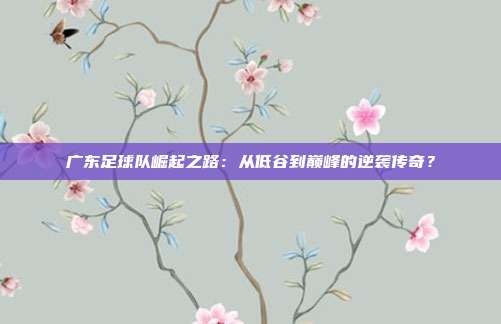 广东足球队崛起之路：从低谷到巅峰的逆袭传奇？