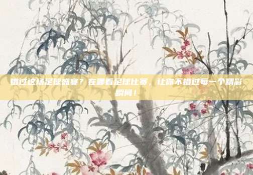 错过这场足球盛宴?在哪看足球比赛,让你不错过每一个精彩瞬间!