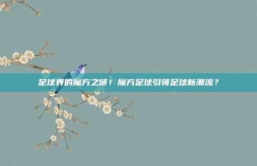 足球界的魔方之谜！魔方足球引领足球新潮流？