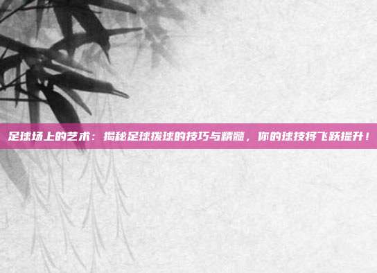 足球场上的艺术：揭秘足球拨球的技巧与精髓，你的球技将飞跃提升！