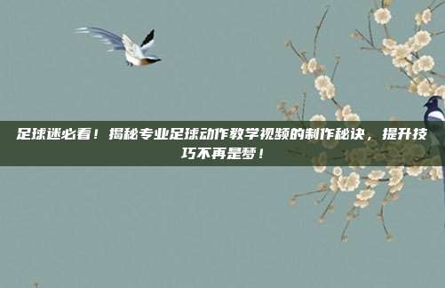 足球迷必看！揭秘专业足球动作教学视频的制作秘诀，提升技巧不再是梦！