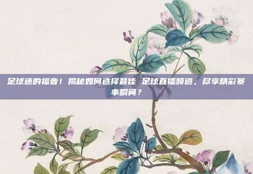 足球迷的福音！揭秘如何选择最佳 足球直播频道，尽享精彩赛事瞬间？