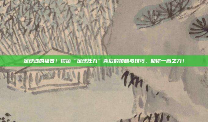 足球迷的福音！揭秘“足球任九”背后的策略与技巧，助你一臂之力！
