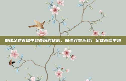 揭秘足球直播中超背后的秘密，你绝对想不到！足球直播中超