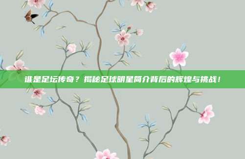 谁是足坛传奇？揭秘足球明星简介背后的辉煌与挑战！
