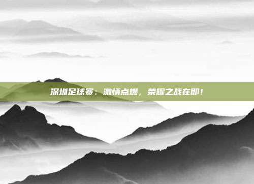 深圳足球赛：激情点燃，荣耀之战在即！