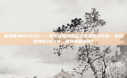足球世界杯2022：一场全球瞩目的足球盛宴即将开启！足球世界杯2022，谁将问鼎巅峰？