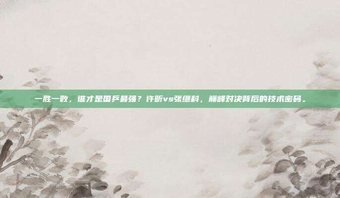 一胜一败，谁才是国乒最强？许昕vs张继科，巅峰对决背后的技术密码。