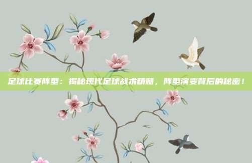 足球比赛阵型：揭秘现代足球战术精髓，阵型演变背后的秘密！