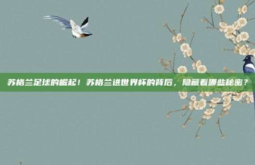 苏格兰足球的崛起！苏格兰进世界杯的背后，隐藏着哪些秘密？