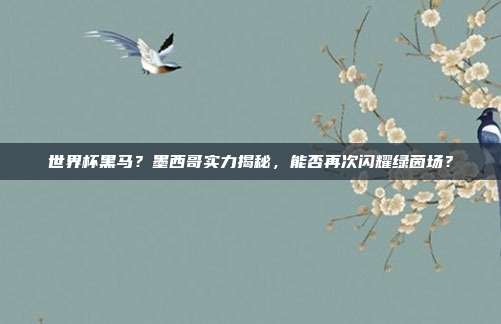 世界杯黑马？墨西哥实力揭秘，能否再次闪耀绿茵场？