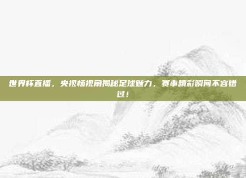 世界杯直播，央视杨视角揭秘足球魅力，赛事精彩瞬间不容错过！