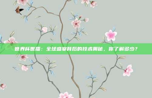 世界杯世播：全球盛宴背后的技术奥秘，你了解多少？