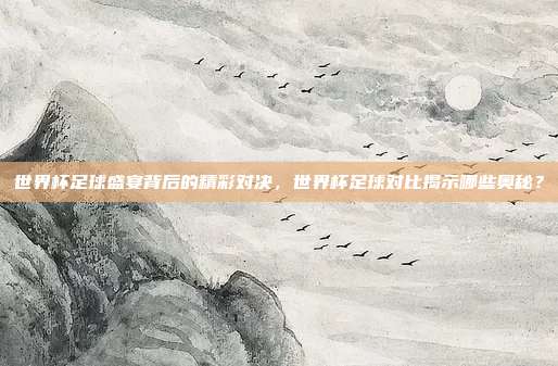 世界杯足球盛宴背后的精彩对决，世界杯足球对比揭示哪些奥秘？