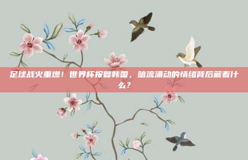 足球战火重燃！世界杯报复韩国，暗流涌动的情绪背后藏着什么？