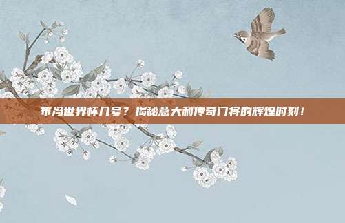 布冯世界杯几号？揭秘意大利传奇门将的辉煌时刻！