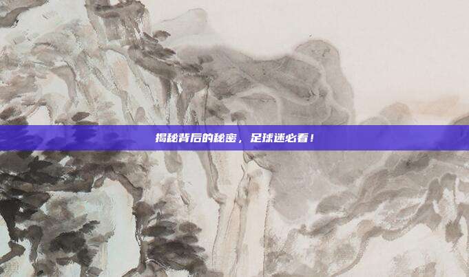 揭秘背后的秘密，足球迷必看！