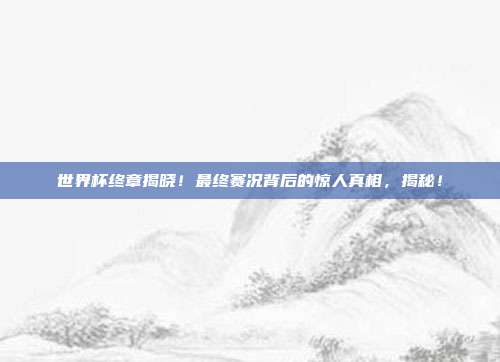 世界杯终章揭晓！最终赛况背后的惊人真相，揭秘！