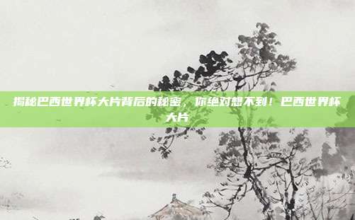 揭秘巴西世界杯大片背后的秘密，你绝对想不到！巴西世界杯大片