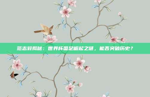 范志毅揭秘：世界杯国足崛起之谜，能否突破历史？
