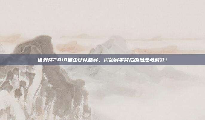 世界杯2018多少球队参赛，揭秘赛事背后的悬念与精彩！