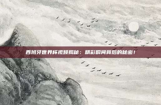 西班牙世界杯视频揭秘：精彩瞬间背后的秘密！