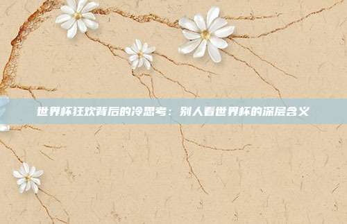 世界杯狂欢背后的冷思考：别人看世界杯的深层含义