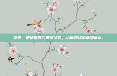 意甲，足球世界的璀璨明珠，小世界杯的荣耀盛宴！