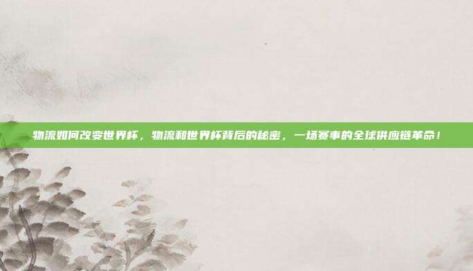 物流如何改变世界杯，物流和世界杯背后的秘密，一场赛事的全球供应链革命！