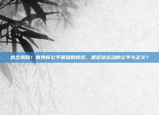悬念揭晓！世界杯公平晋级的背后，是足球运动的公平与正义？