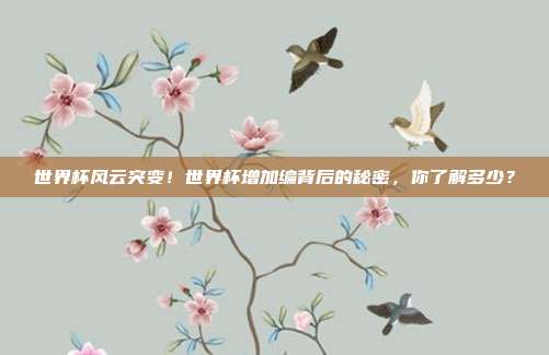 世界杯风云突变！世界杯增加编背后的秘密，你了解多少？